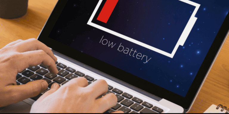 MacBook with low battery sign